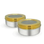 See thru divine dabba gold finish set of 2